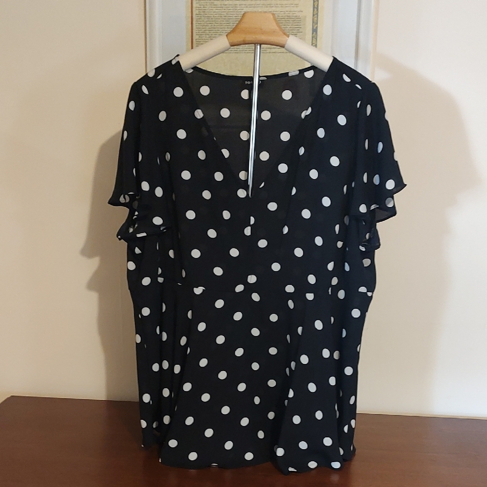 Torrid Black and White Polka Dot Blouse